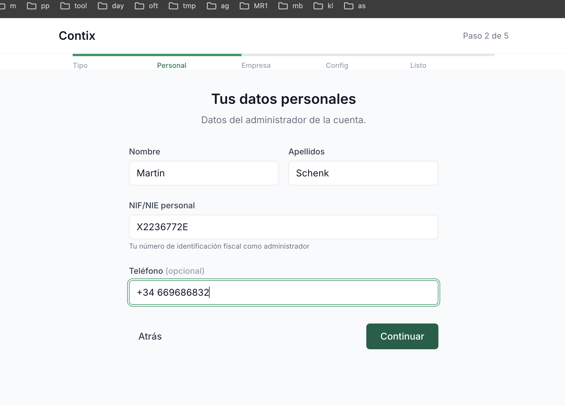 Tus datos personales